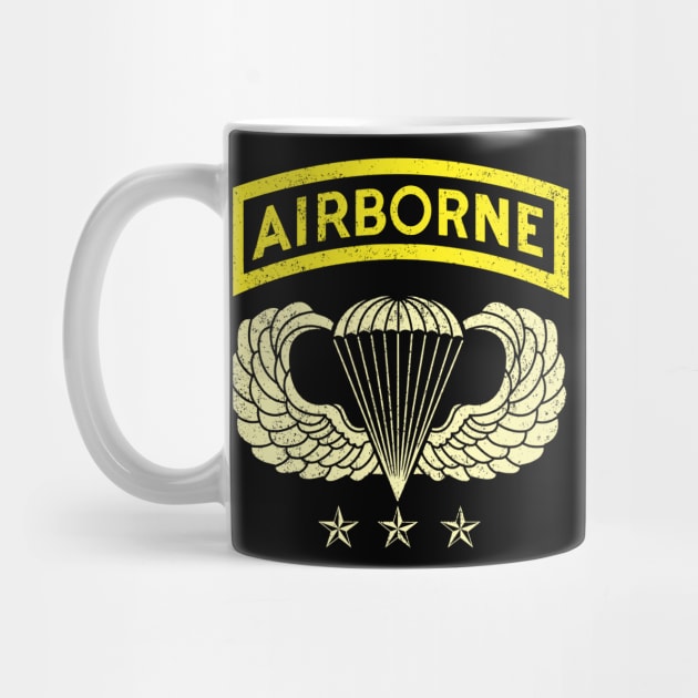 Airborne Paratrooper T-shirt White Jump Wings Airborne Tab by floridadori